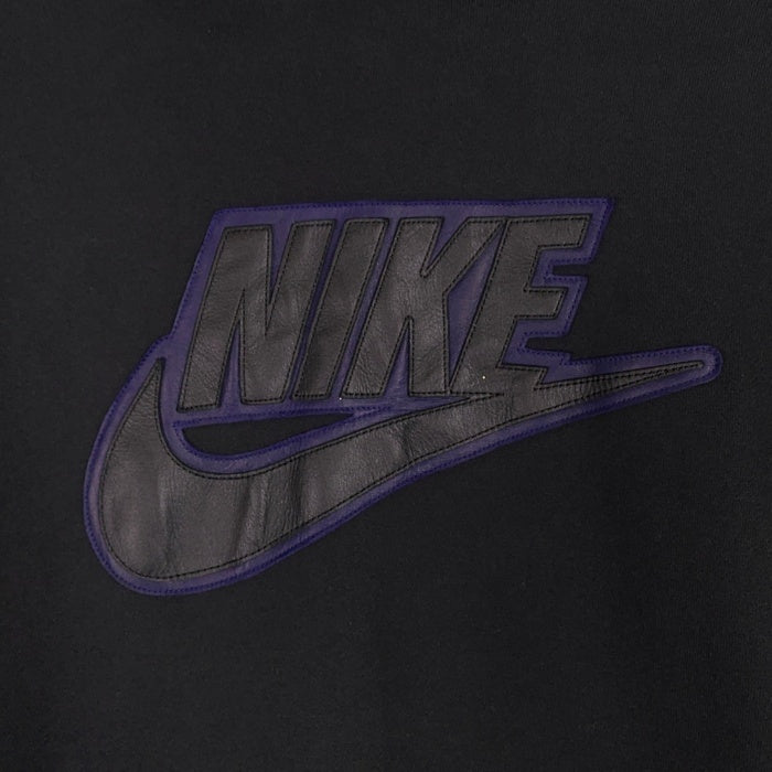 SUPREME シュプリーム 19AW NIKE ナイキ Leather Applique Hooded Sweatshirt レザーアップリケ プルオーバースウェットパーカー ブラック CK6225-010 Size M 福生店