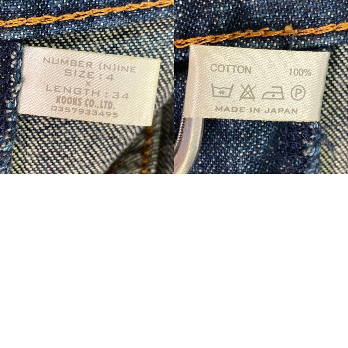 NUMBER(N)INE ナンバーナイン ダメージ加工 デニムパンツ 裏地ロゴ総柄 インディゴ size4 瑞穂店
