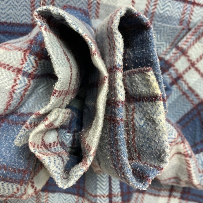 70's Sears シアーズ プリントネル チェックシャツ ブルー Size M 相当 瑞穂店