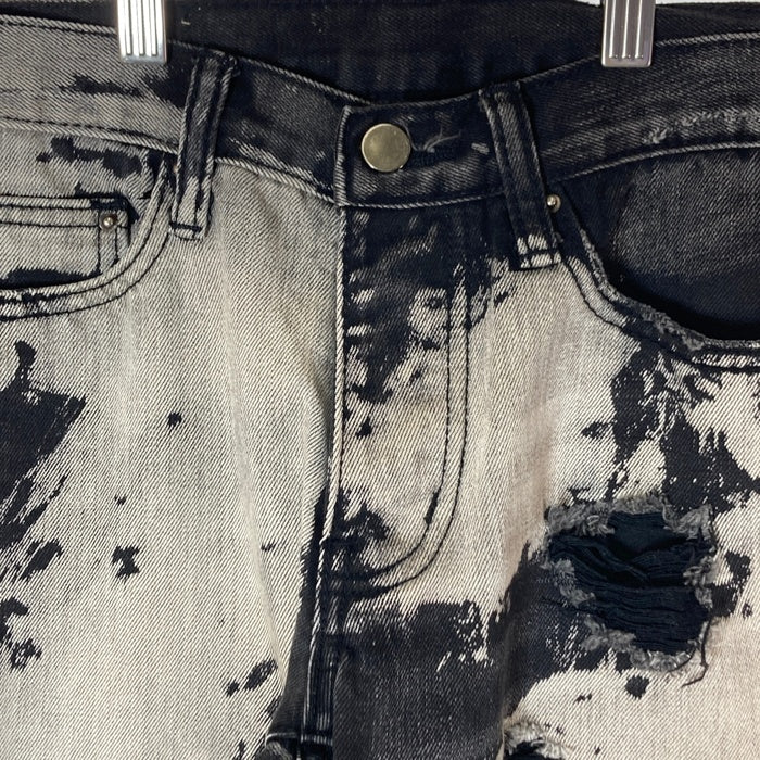 mnml ミニマル 裾ジップ ブリーチ ダメージデニム ブラック size28 瑞穂店