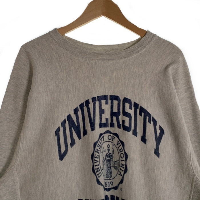 90`s Champion チャンピオン UNIVERSITY VIRGINIA リバースウィーブ プリント クルーネックスウェットトレーナー アッシュグレー Size L-XL 相当 福生店