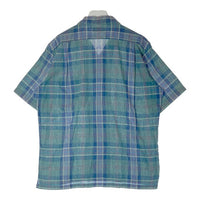 L.L.Bean エルエルビーン リネン混 オープンカラー 半袖シャツ グリーン×ブルー sizeL 瑞穂店
