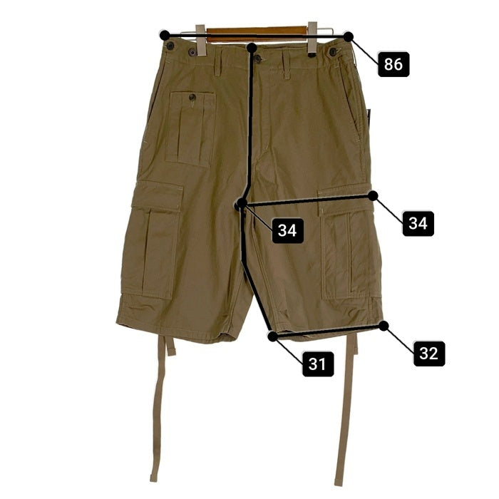NIGEL CABOURN ナイジェルケーボン アーミーカーゴショート ショートパンツ バックサテン カーキ 8050-00-51012-1-3 Size 34 福生店