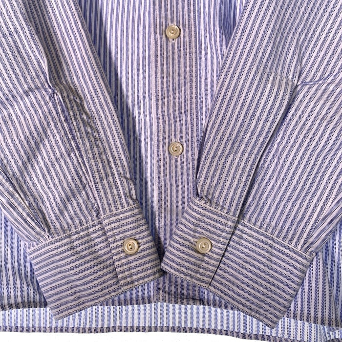 SUGAR CANE Light シュガーケーンライト ガチャポケ ストライプシャツ マチ 長袖 ホワイト ブルー Size M 福生店