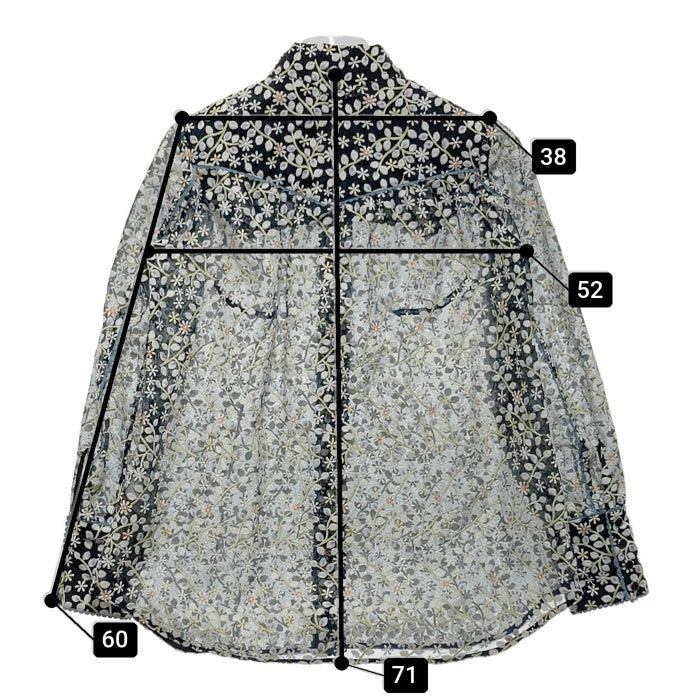 maturely マチュアリー オーガンジー フラワー刺繍 ウエスタンシャツ ブラック size- 瑞穂店