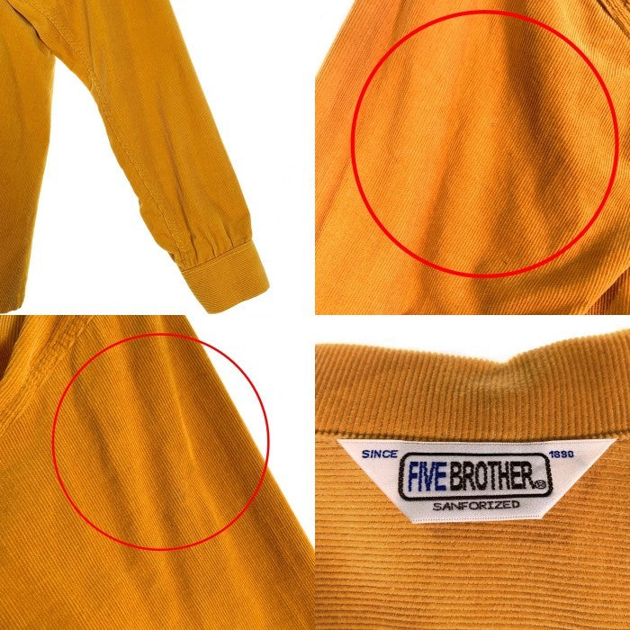 FIVE BROTHER ファイブブラザー 長袖 コーデュロイ オープンカラー シャツ イエロー 152430 Size L 福生店