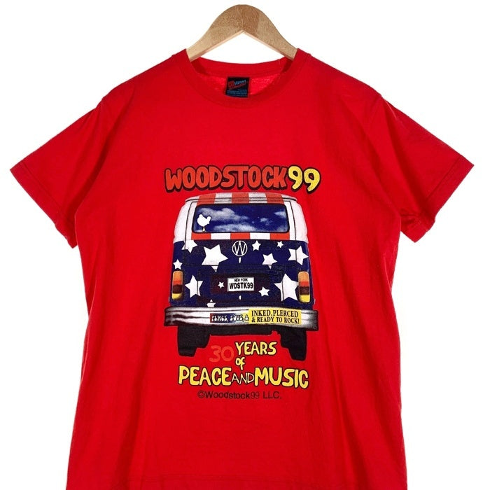 90's WOODSTOCK99 ウッドストック フェス プリントTシャツ レッド Hanes USA製 Size L 相当 福生店
