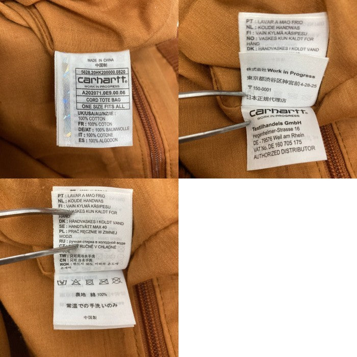 Carhartt WORK IN PROGRESS カーハート ワークインプログレス コーデュロイ トートバッグ ブラウン 瑞穂店