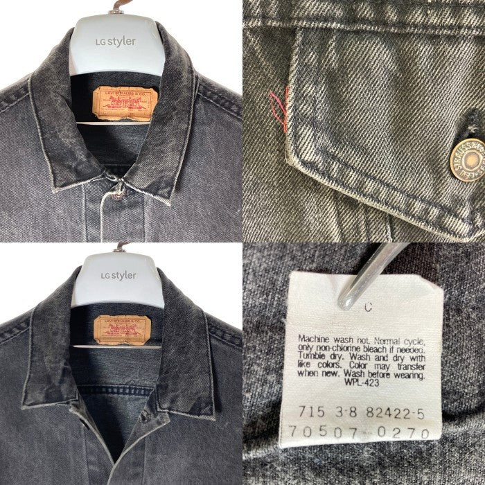 Levi's リーバイス 70507-0270 USA製 ボタン裏715 後染めブラック ハンドポケット トラッカージャケット Gジャン ブラック sizeL 瑞穂店