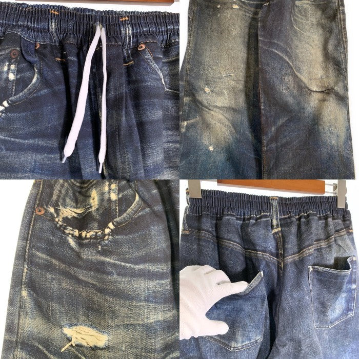 US フェイクヴィンテージデニム イージーパンツ 転写 インディゴ Size F US アス Fake Vintage Denim Easy Pants フェイクヴィンテージデニム