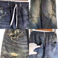 US アス Fake Vintage Denim Easy Pants フェイクヴィンテージデニム イージーパンツ 転写プリント インディゴネイビー Size F 福生店