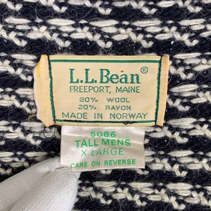 80's L.L.Bean エルエルビーン バーズアイ ウールニットセーター ネイビー ノルウェー製 5086 Size XL 福生店