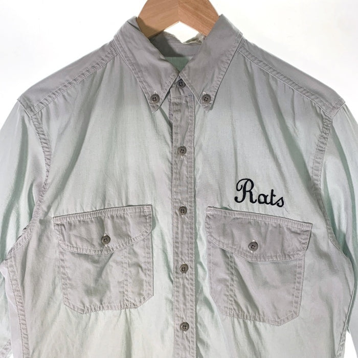 RATS ラッツ チェーン刺繡 ボタンダウンワークシャツ コットン テンセル マチ付 長袖 ミントブルー BDS-0301 Size M 福生店