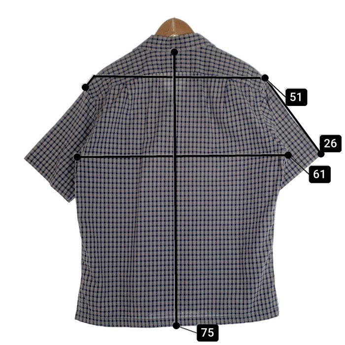 90’s RRL ダブルアールエル コットン オープンカラーチェックシャツ 半袖 ネイビー モーリシャス製 Size S 福生店