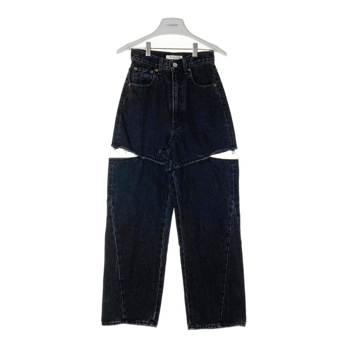 MOUSSY マウジー THIGH SLIT BLK LOOSE STRAIGHT サイスリットストレートデニム 010faa11-5500 ブラック size25 瑞穂店