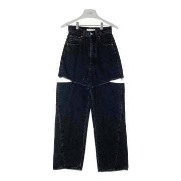 MOUSSY マウジー THIGH SLIT BLK LOOSE STRAIGHT サイスリットストレートデニム 010faa11-5500 ブラック size25 瑞穂店