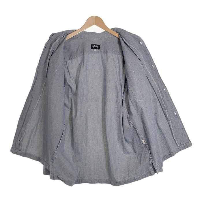 80's STUSSY ステューシー コットンシャツ 長袖 ライトブルー USA製 黒タグ オールド Size L 福生店