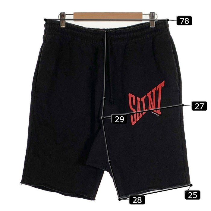 SAINT Mxxxxxx セントマイケル 21SS Logo Sweat Shorts ロゴプリント スウェットショーツ ショートパンツ ブラック Size M 福生店