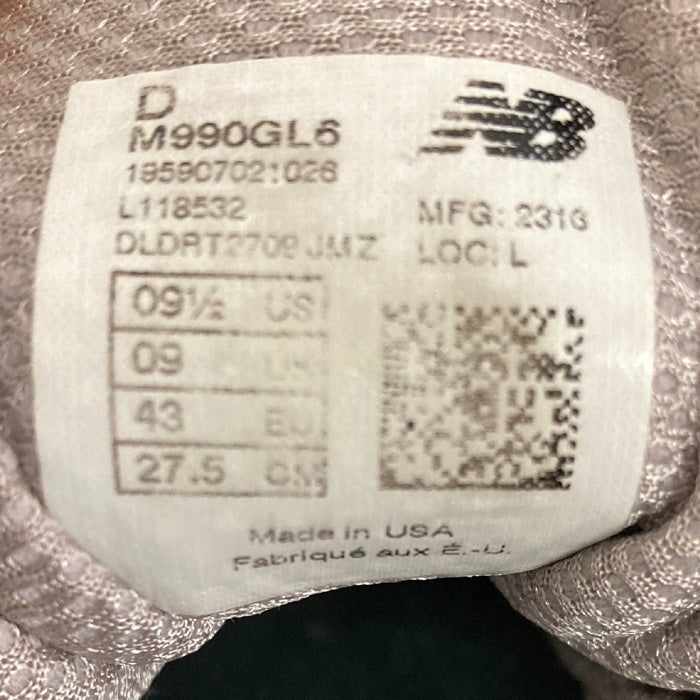 New Balance ニューバランス M990GL6 スニーカー グレー size27.5cm 瑞穂店