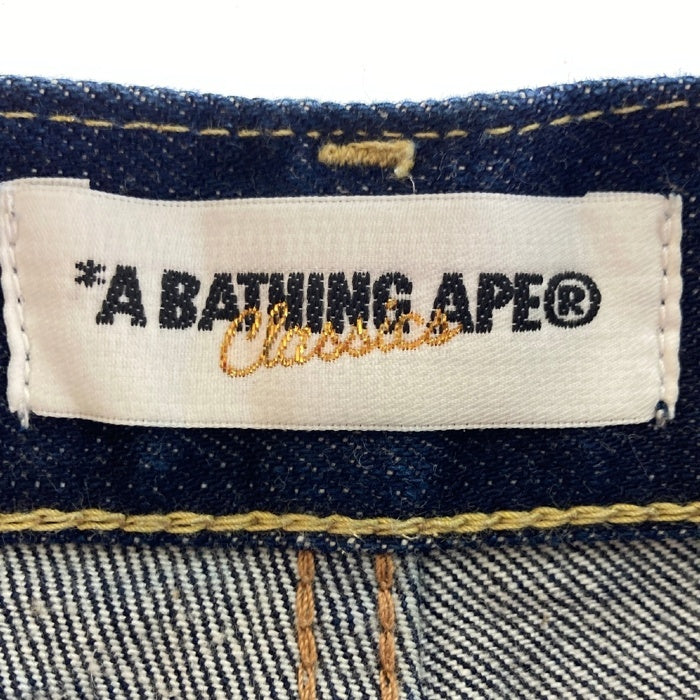 A BATHING APE アベイシングエイプ 刺繡 星型 ロゴ デニム ハーフパンツ ブルー sizeM 瑞穂店