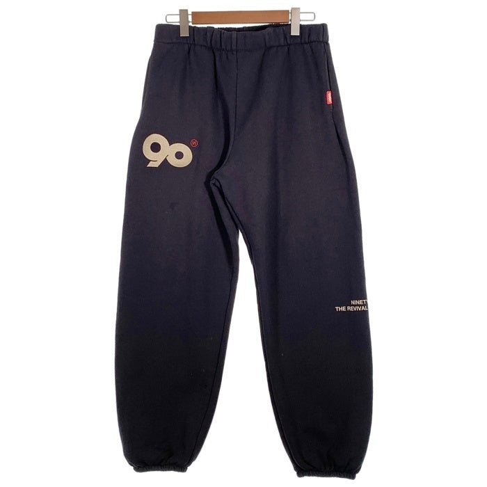9090 ナインティナインティ 90 Logo Original Sweat Pants スウェットパンツ ロゴ刺繡 ネイビー NN1832 Size L 福生店