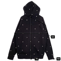 00's STUSSY ステューシー Skull Patterned Full Zip Hoodie フルジップパーカー フーディー ブラック Size XL 福生店