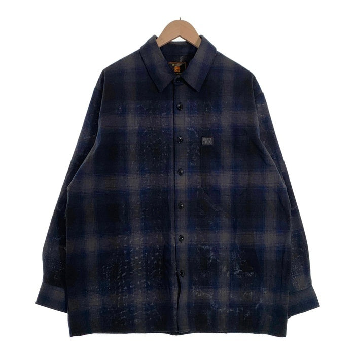 FB County エフビーカウンティー CHECKER SHIRTS オンブレチェックシャツ ネイビー ブラック Size L 福生店