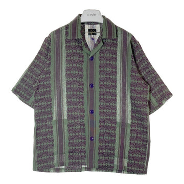 Needles ニードルズ 23SS Cabana Shirt カバナシャツ 開襟 半袖 ジャカード グリーン パープル MR242 Size M 瑞穂店