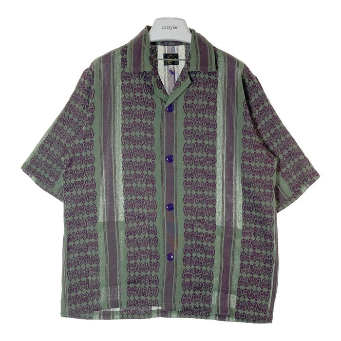 Needles ニードルズ 23SS Cabana Shirt カバナシャツ 開襟 半袖 ジャカード グリーン パープル MR242 Size M 瑞穂店