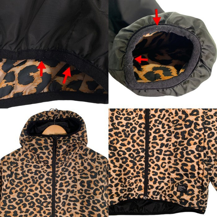 STUSSY ステューシー レオパード リバーシブル パーカー ジャケット プリント ブラック 中綿 ポリエステル Size M 福生店
