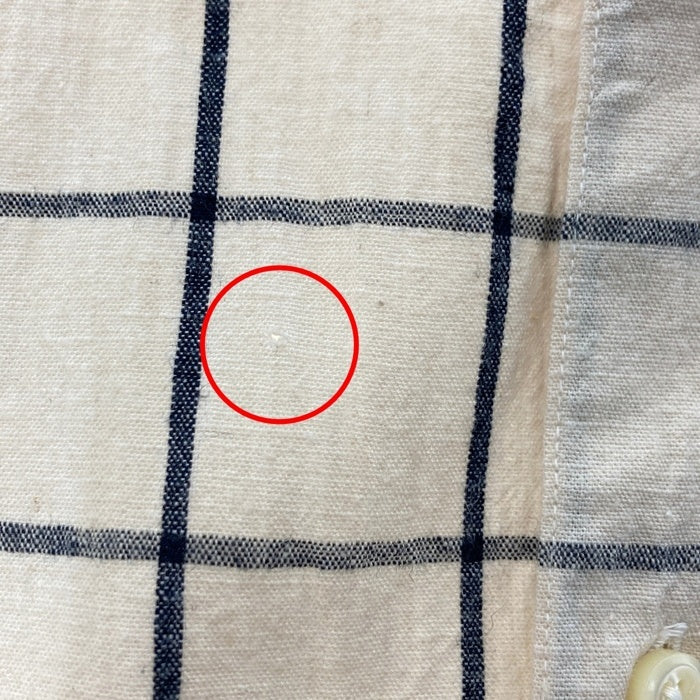 SUGAR CANE シュガーケーン SC36544 リネン混 ウィンドウペーン 七分丈 シャツ オフホワイト×ブラック ボタン付き sizeM 瑞穂店