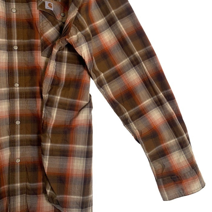 CARHARTT カーハート チェック 長袖 ロングスリーブ シャツ ブラウン インド製 104143 244Size XL 福生店