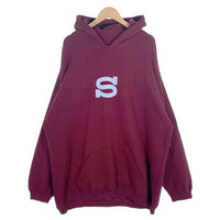 90's STUSSY ステューシー BASIC-S プリント プルオーバースウェットパーカー ボルドー 中国製 白タグ Size XL 福生店