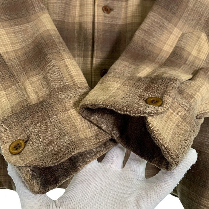 70's PENDLETON ペンドルトン Board Shirts ボードシャツ オンブレチェック ウール ベージュ ブラウン シャドー USA製 Size XL 福生店