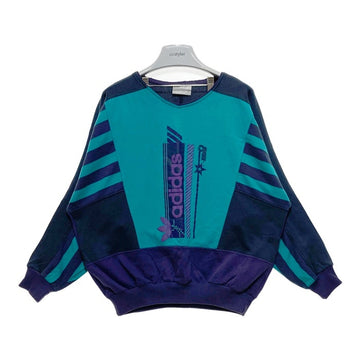 adidas アディダス 万国旗タグ ストライプ切替 スウェットトレーナー パープルｘターコイズ size- 瑞穂店