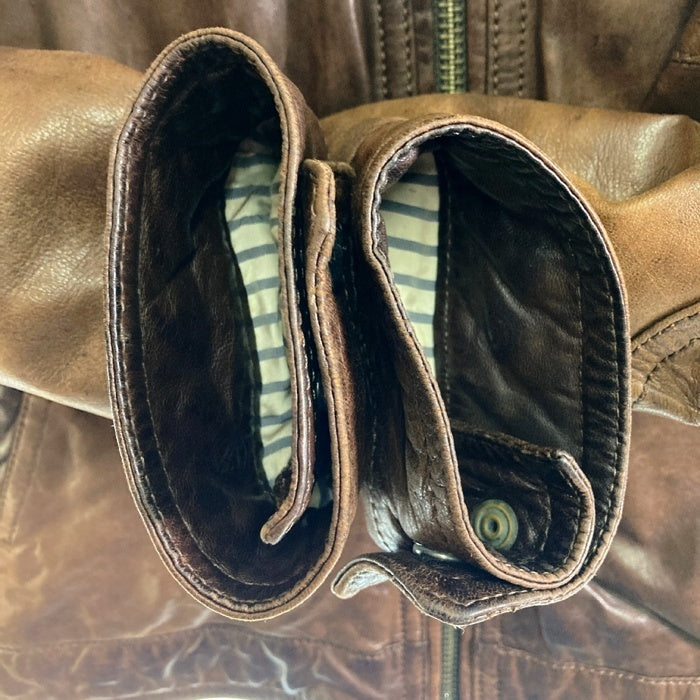 Massimo Dutti マッシモデュッティ シープレザージャケット ブラウン sizeL 瑞穂店