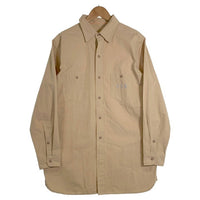 HOUSTON ヒューストン U.S.N. HEAVY POPLIN SHIRT ヘビーポプリン シャツ ワーク マチ付 カーキ 40492 Size 15 1/2 福生店