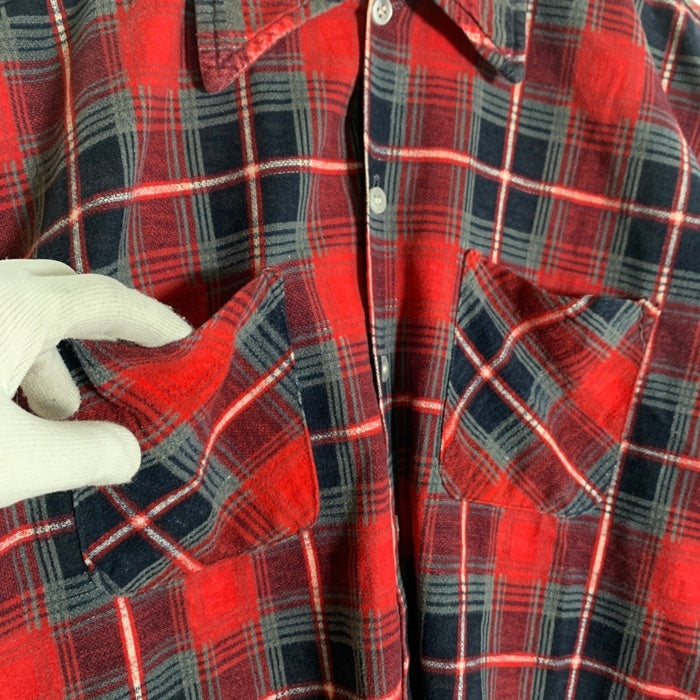 70's Sears シアーズ KING ROAD キングロード チェックプリント フランネルシャツ レッド Size L 福生店