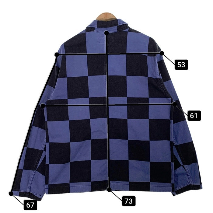 STUSSY ステューシー WORK GEAR Big Ol Check Chore Coat チェック チョアコート カバーオール ブラック ブルー 115573 Size L 福生店