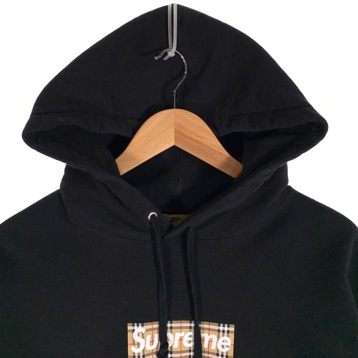 SUPREME シュプリーム BURBERRY バーバリー 22SS Box Logo Hooded Sweatshirt ボックスロゴ プルオーバー フーディー パーカー ブラック カナダ製 Size S 福生店