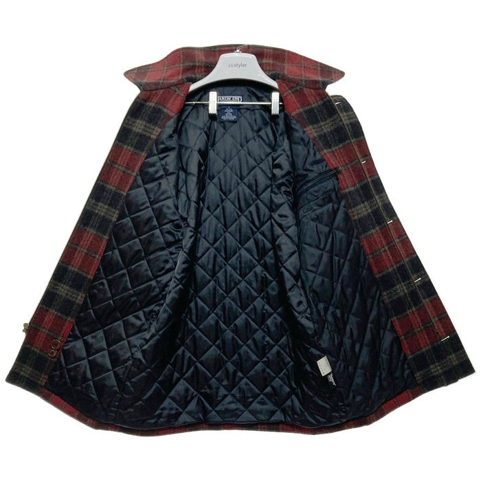 LAND'S END ランズエンド 90S キルティング チェック柄 ウールコート レッド sizeS 瑞穂店