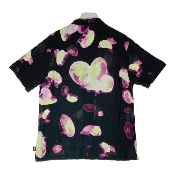 STUSSY ステューシー JELLY FISH PRINTED SHIRT クラゲプリント オープンカラーシャツ ブラック sizeM 瑞穂店