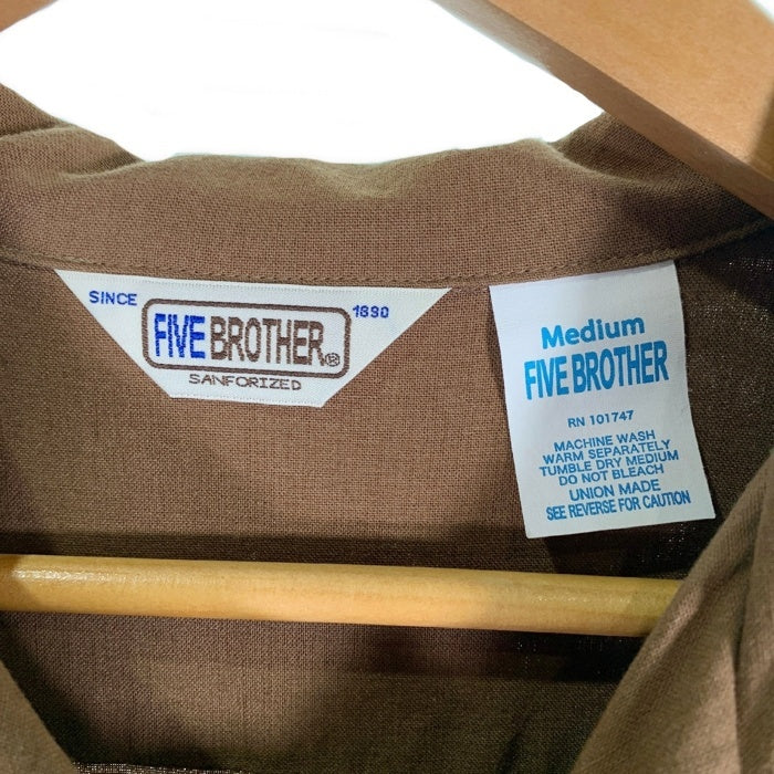 FIVE BROTHER ファイブブラザー LINEN RAYON ONE-OP S/S SHIRTS レーヨン リネン オープンカラーレーヨンシャツ ブラウン 152520 Size M 福生店