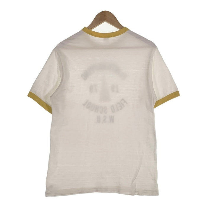 WAREHOUSE ウエアハウス FLINTKNAPPING FIELD SCHOOL リンガーTシャツ ホワイト マスタード Size M 福生店