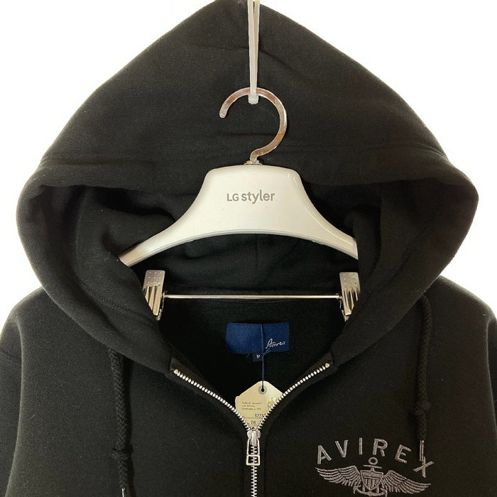 AVIREX アヴィレックス 783-3931601 パーカー ジップアップ 長袖 裏起毛 刺繍ロゴ ブラック sizeF 瑞穂店