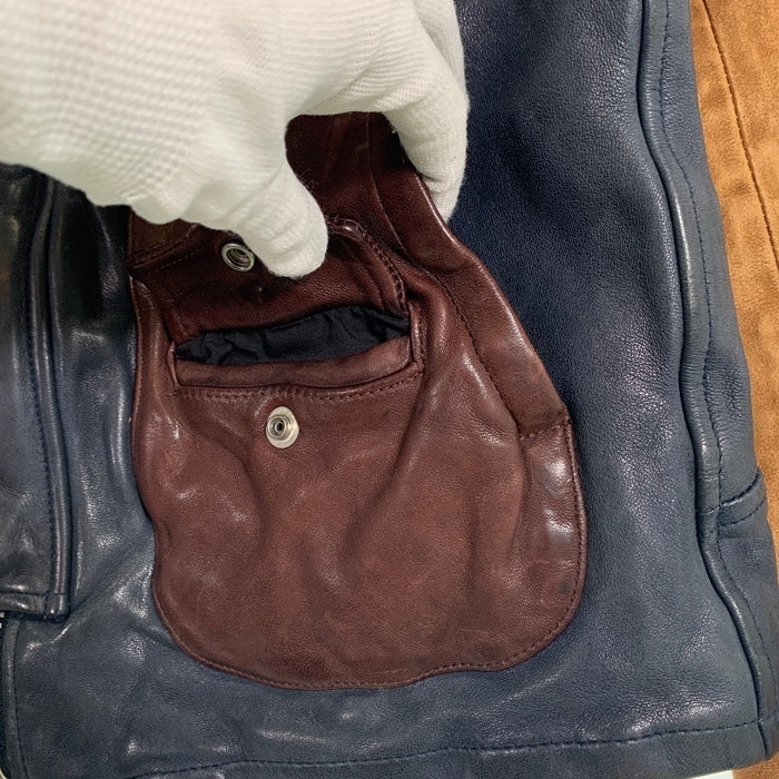 glamb グラム レザージャケット ネイビー ブラウン GB0318 / JKT05 Size 4 福生店