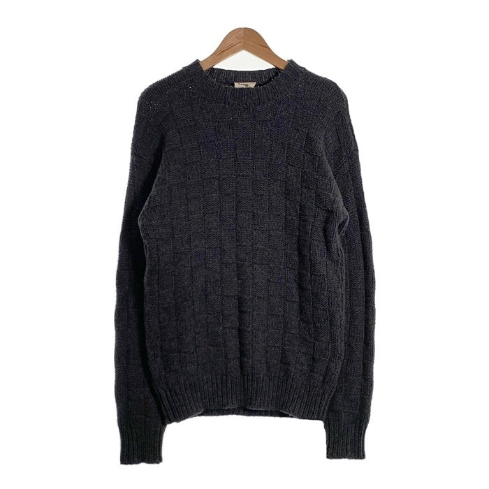 noyoco ノヨコ メリノウール ブロックチェック ニットセーター チャコールグレー Size S 福生店
