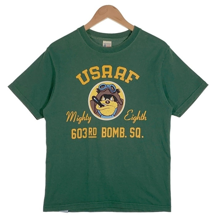 BUZZ RICKSON’S バズリクソンズ USAAF Mighty Eighth 半袖 プリント Tシャツ グリーン USA製 Size S 福生店