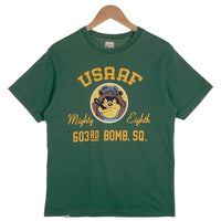 BUZZ RICKSON’S バズリクソンズ USAAF Mighty Eighth 半袖 プリント Tシャツ グリーン USA製 Size S 福生店