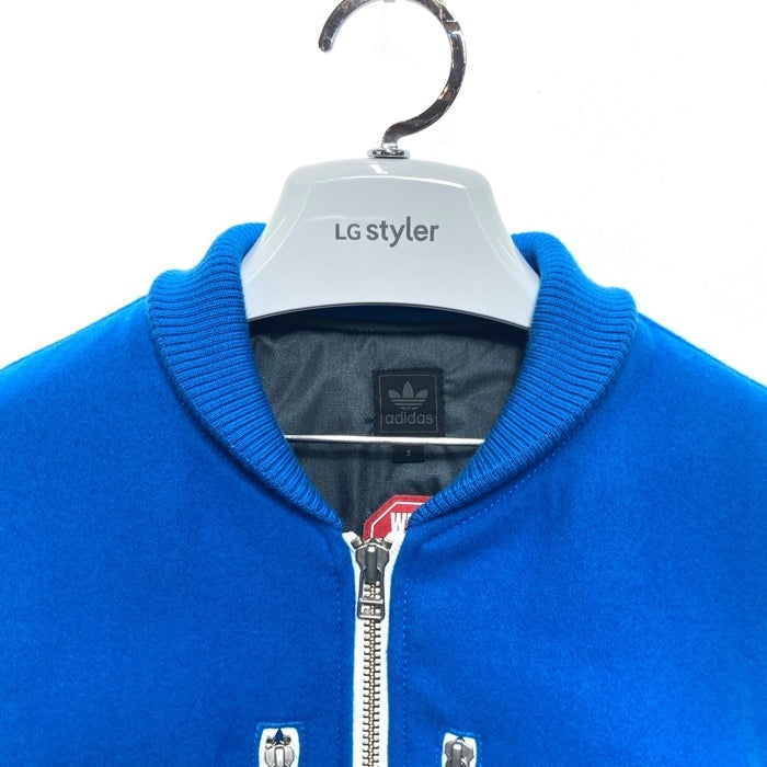 adidas アディダス ジップアップ スタジャン ワッペン ブルー 袖フェイクレザー O34630 Size S 瑞穂店